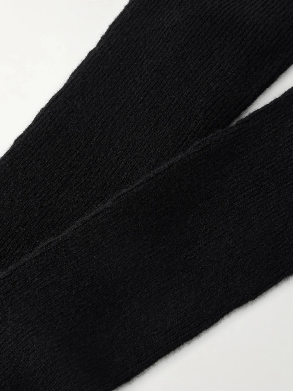 Close-up detail of The Elder Statesman Ribbed Cashmere Gloves