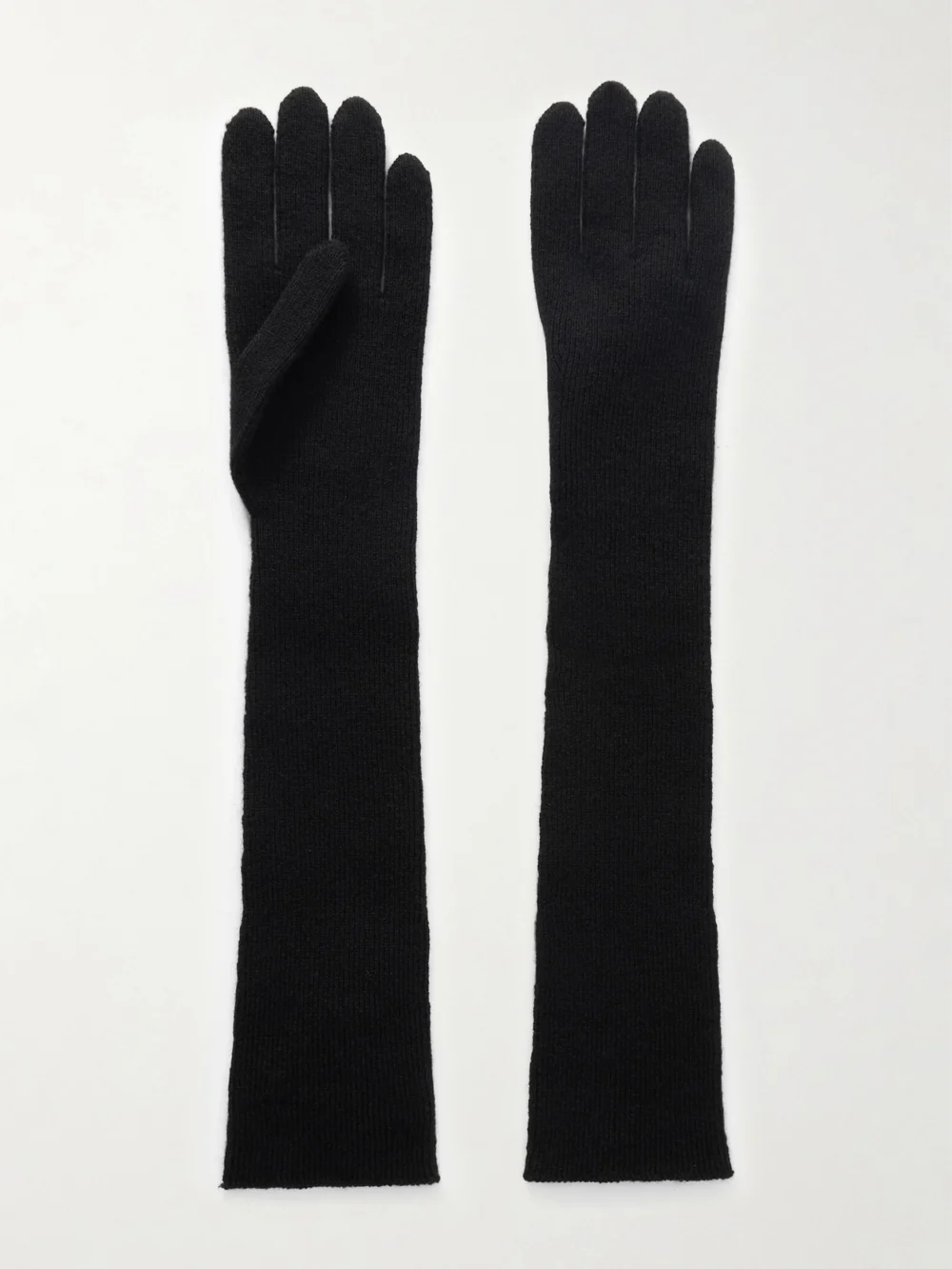 The Elder Statesman Ribbed Cashmere Gloves in black