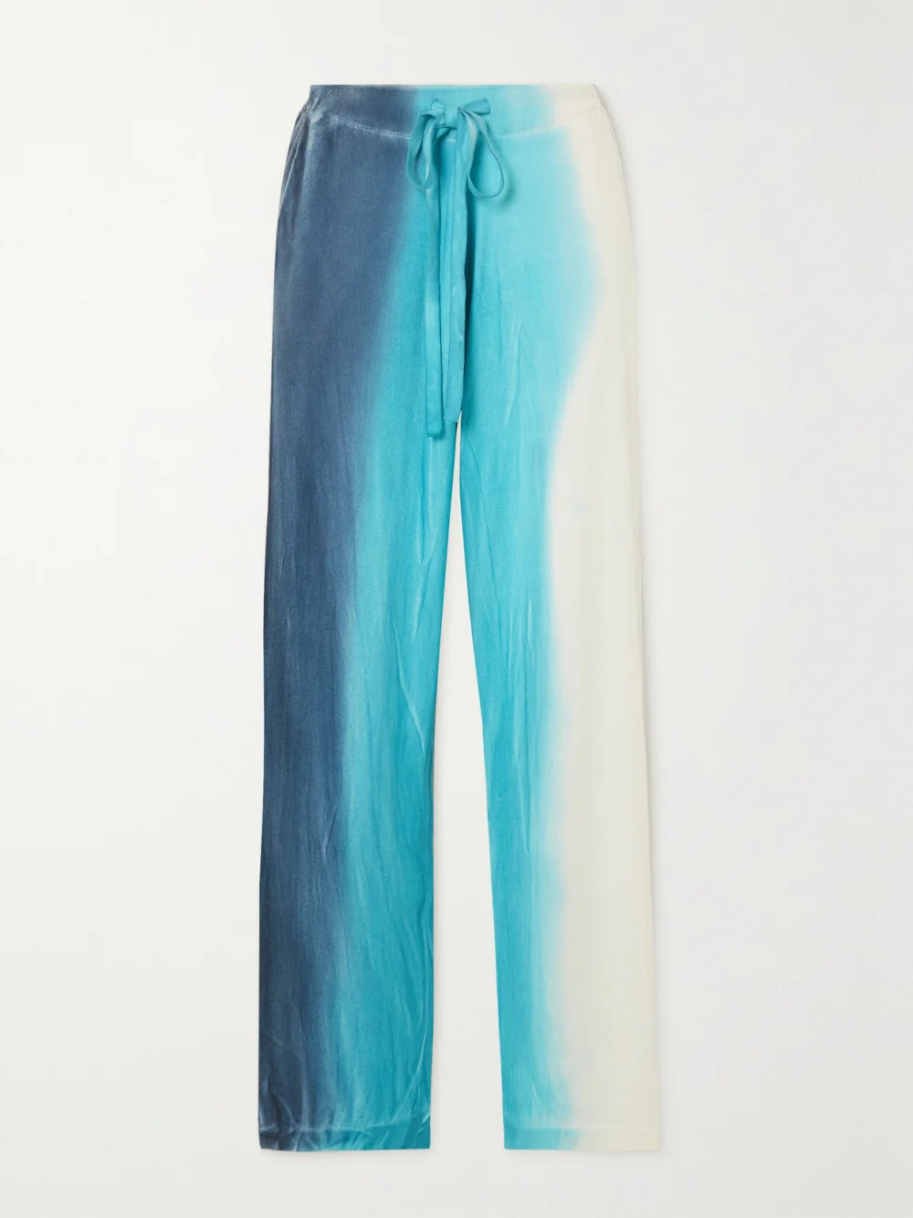 The Elder Statesman Scape Ombré Organic Cotton and Cashmere-blend Straight-leg Track Pants in blue