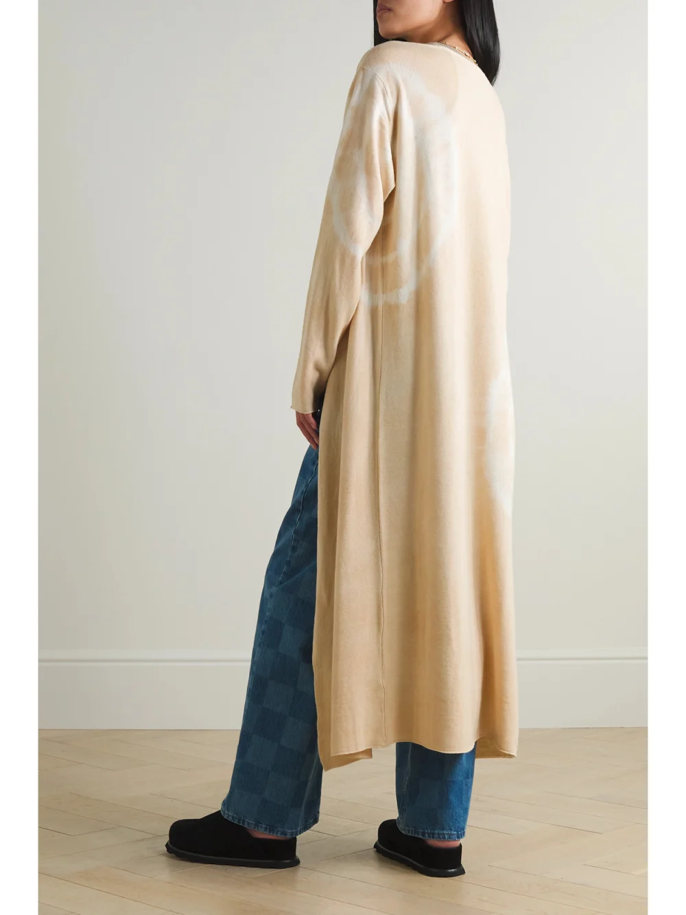 Back view of The Elder Statesman Spiral City Tie-dyed Merino Wool and Cashmere-blend Cardigan