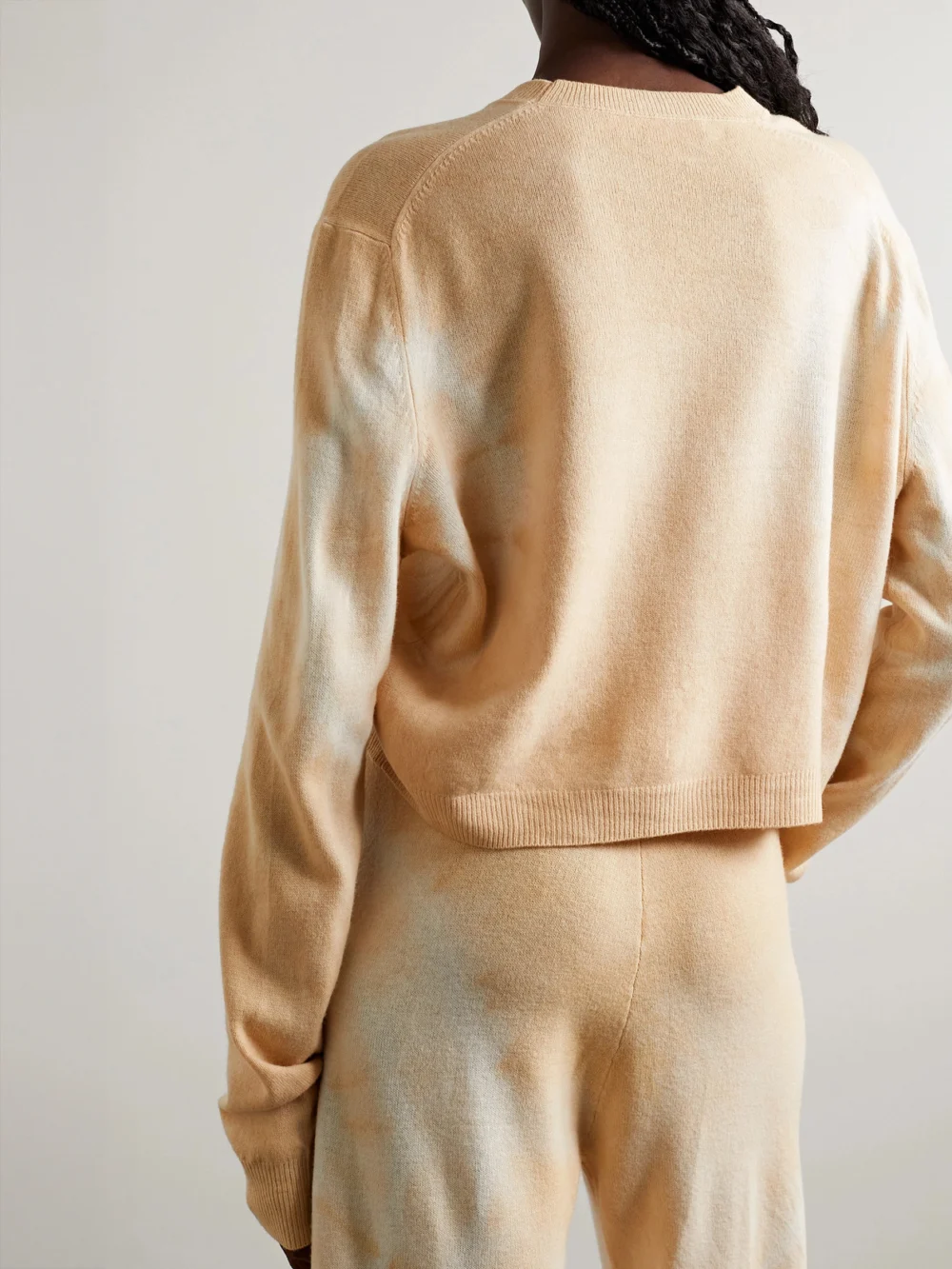Back view of The Elder Statesman Spiral City Tie-dyed Wool and Cashmere-blend Sweater