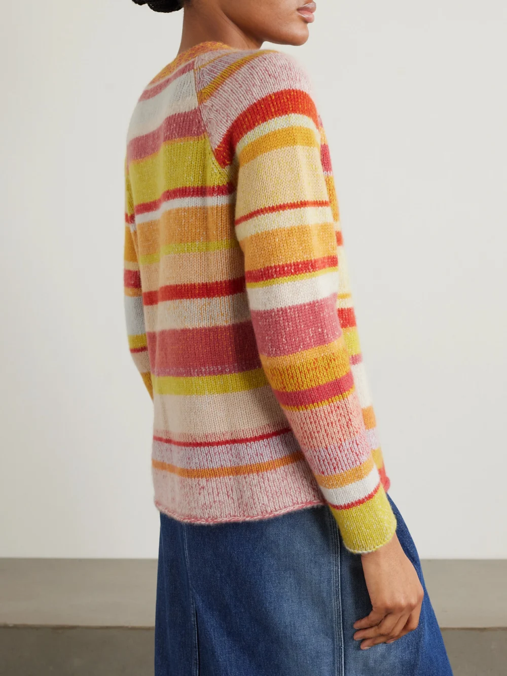 Back view of The Elder Statesman Striped Cashmere Cardigan