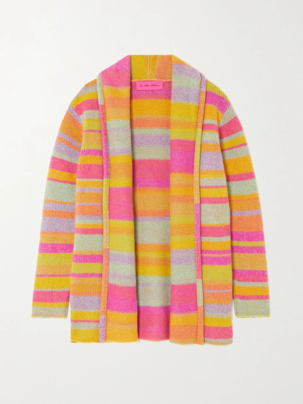 The Elder Statesman Striped Cashmere Cardigan in orange