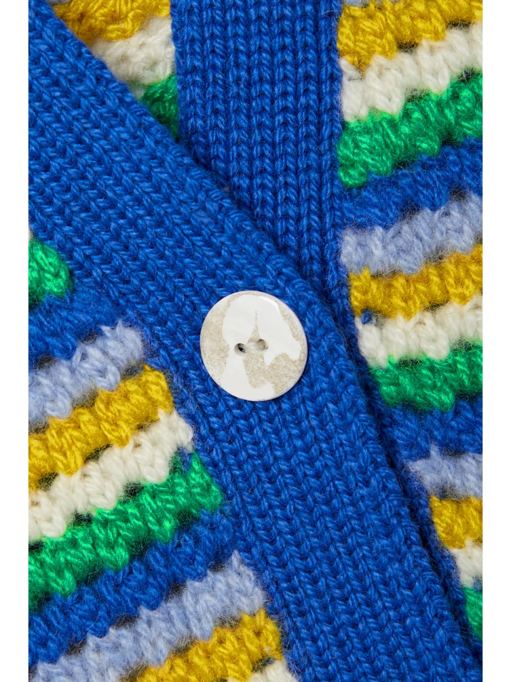 Close-up detail of The Elder Statesman Striped Open-knit Cashmere Cardigan