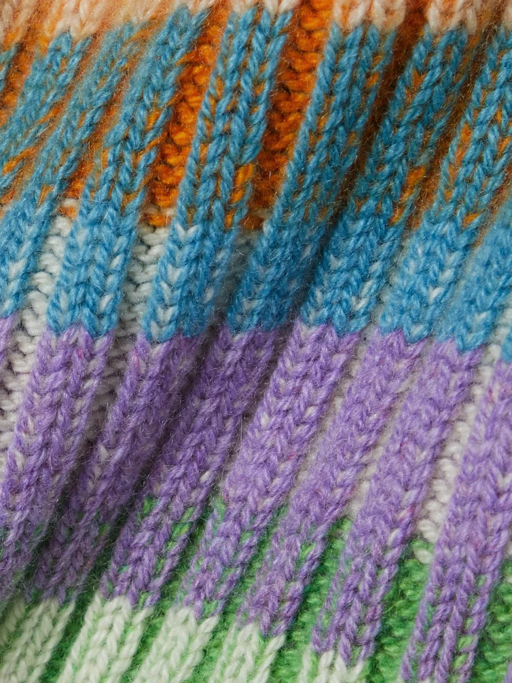 Close-up detail of The Elder Statesman Striped Ribbed Cashmere Cardigan