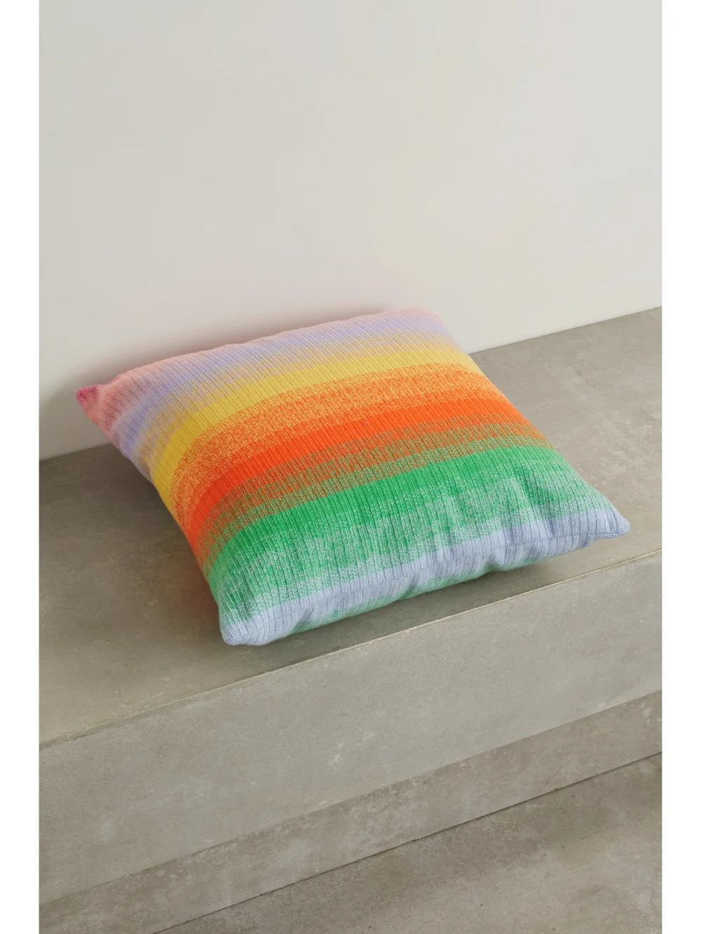 Back view of The Elder Statesman Striped Ribbed Cashmere Cushion