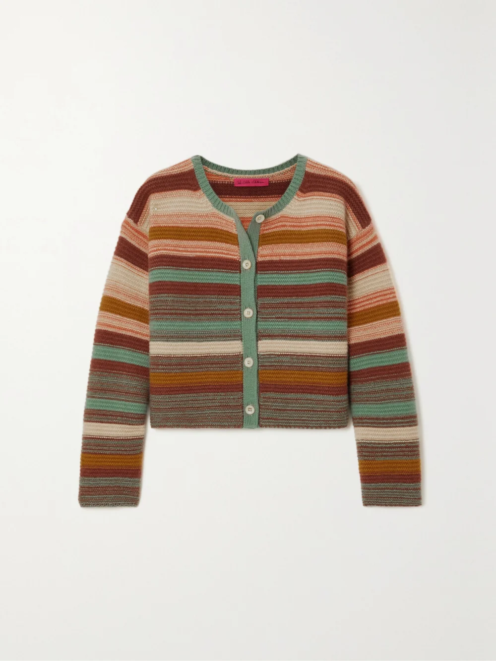 The Elder Statesman Sundry Cropped Striped Cashmere Cardigan in multi