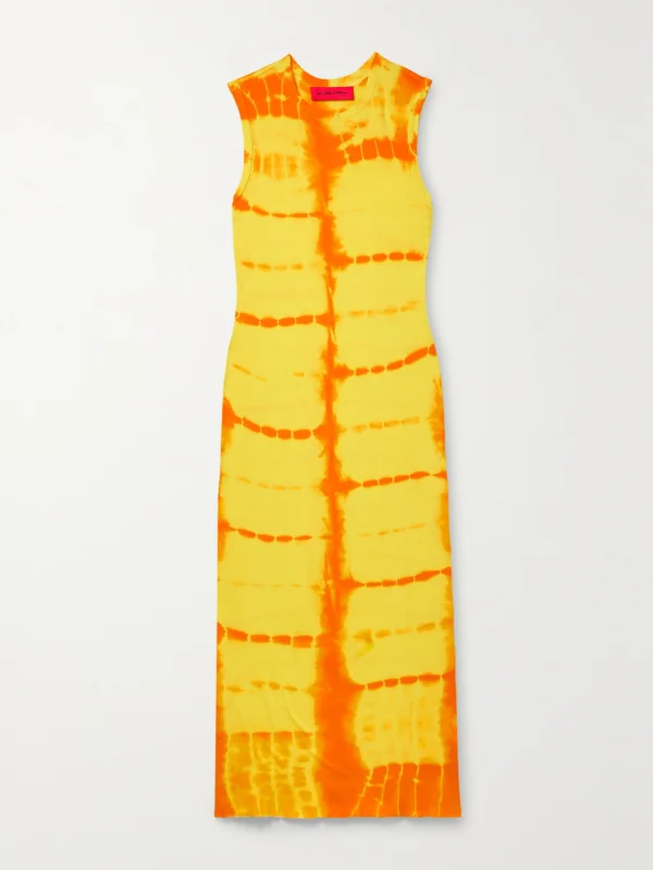 The Elder Statesman Tie-dyed Cotton and Cashmere-blend Jersey Midi Dress