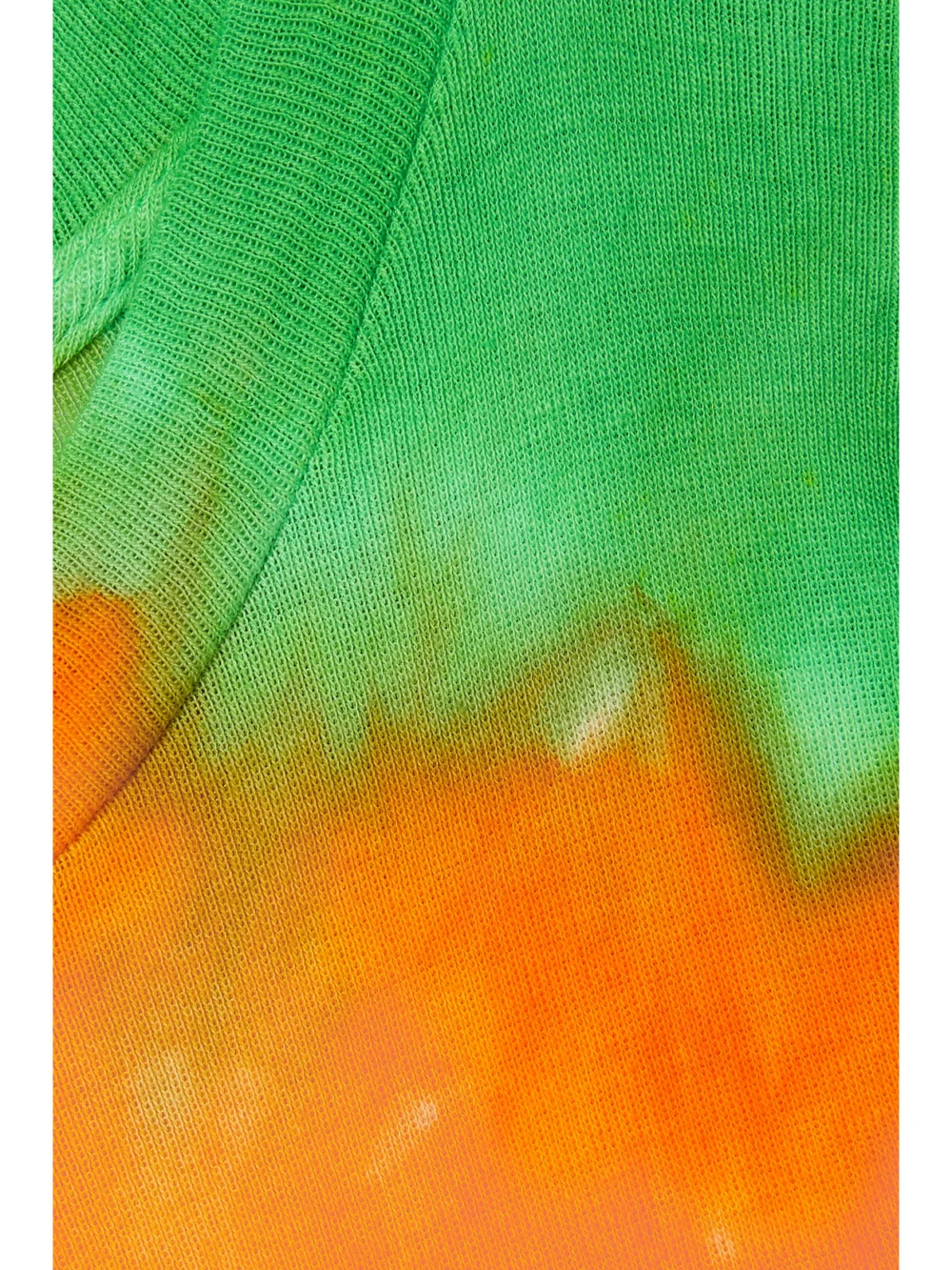 Close-up detail of The Elder Statesman Tri Void Tie-dyed Cotton and Cashmere-blend Jersey T-shirt
