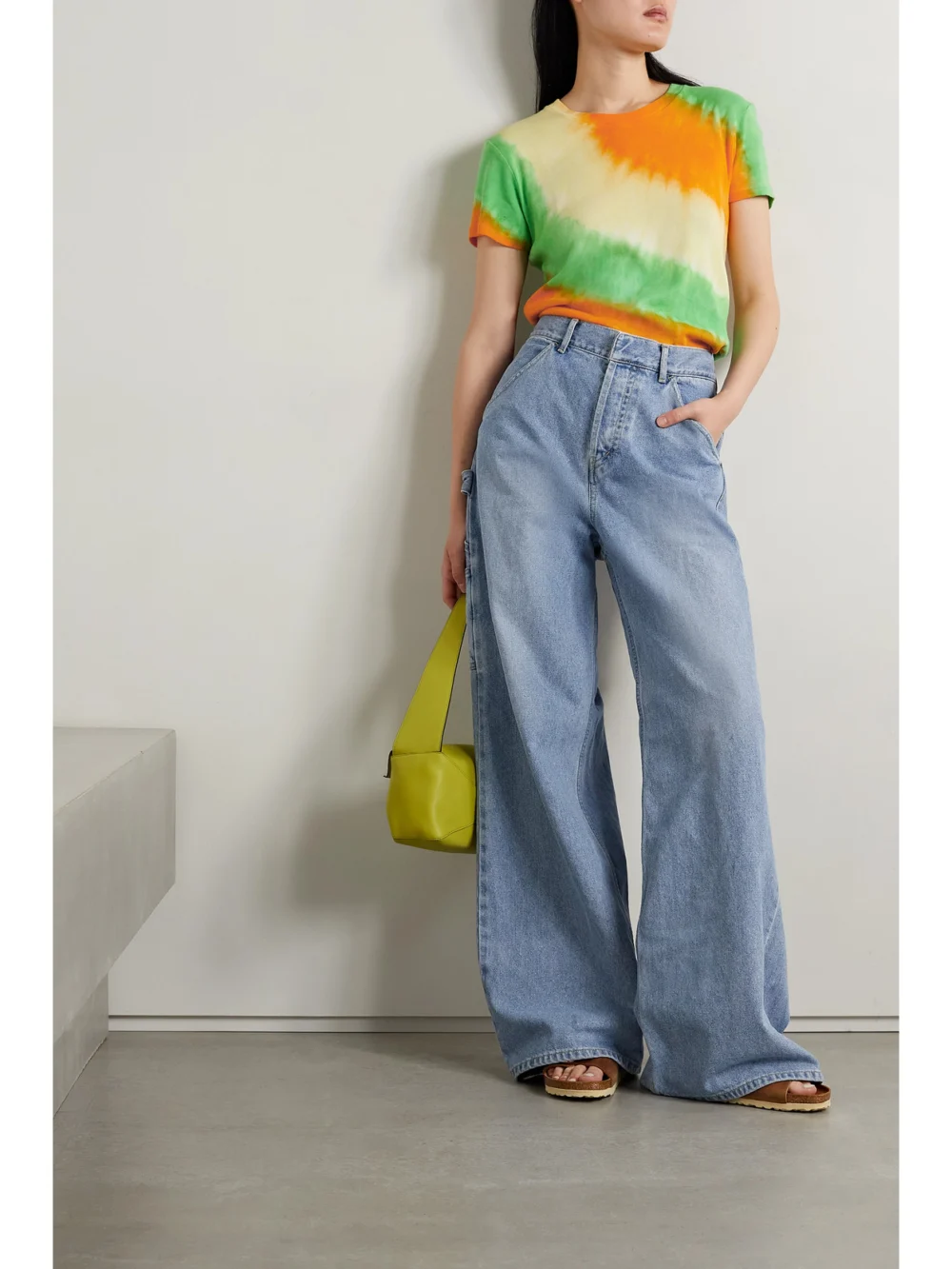 The Elder Statesman Tri Void Tie-dyed Cotton and Cashmere-blend Jersey T-shirt, worn by a model
