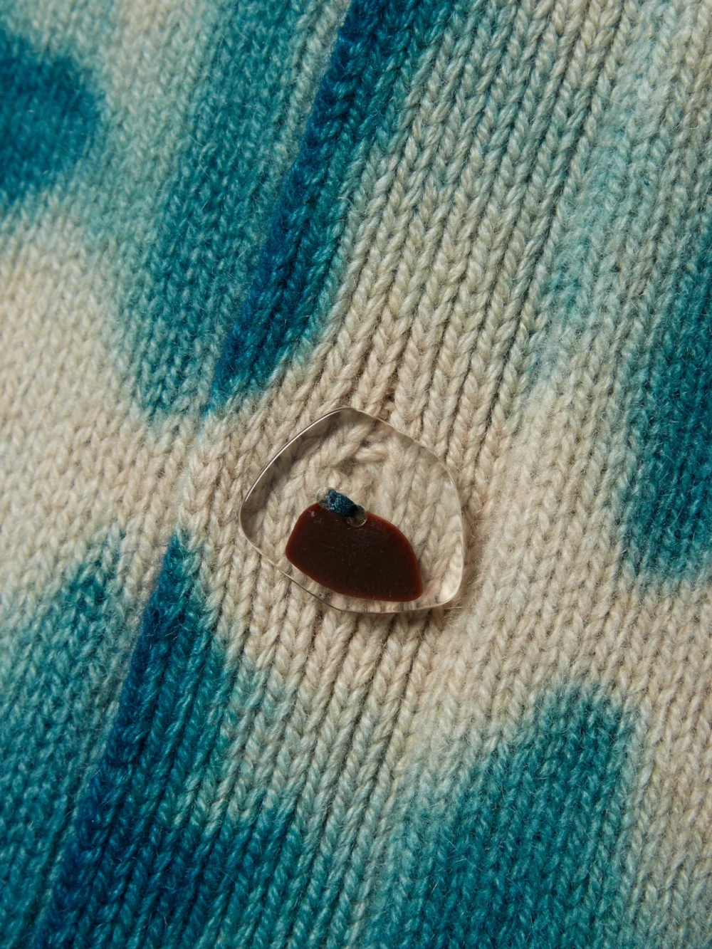 Close-up detail of The Elder Statesman Vision Tie-dyed Cashmere Cardigan