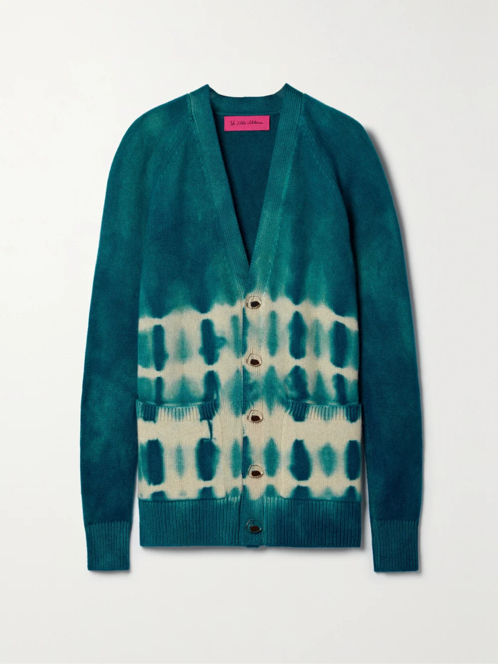 The Elder Statesman Vision Tie-dyed Cashmere Cardigan in teal