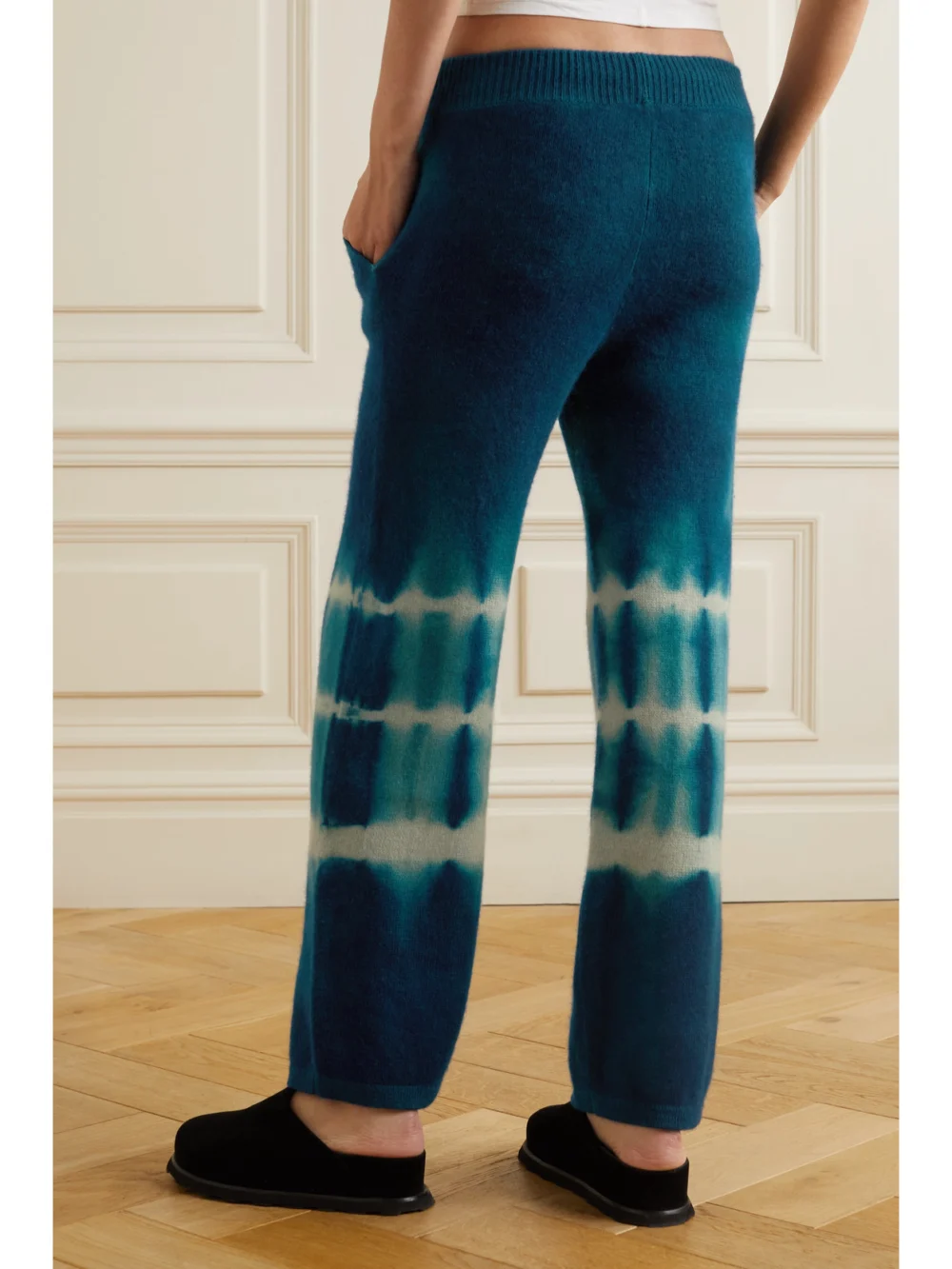 Back view of The Elder Statesman Vision Tie-dyed Cashmere Wide-leg Pants