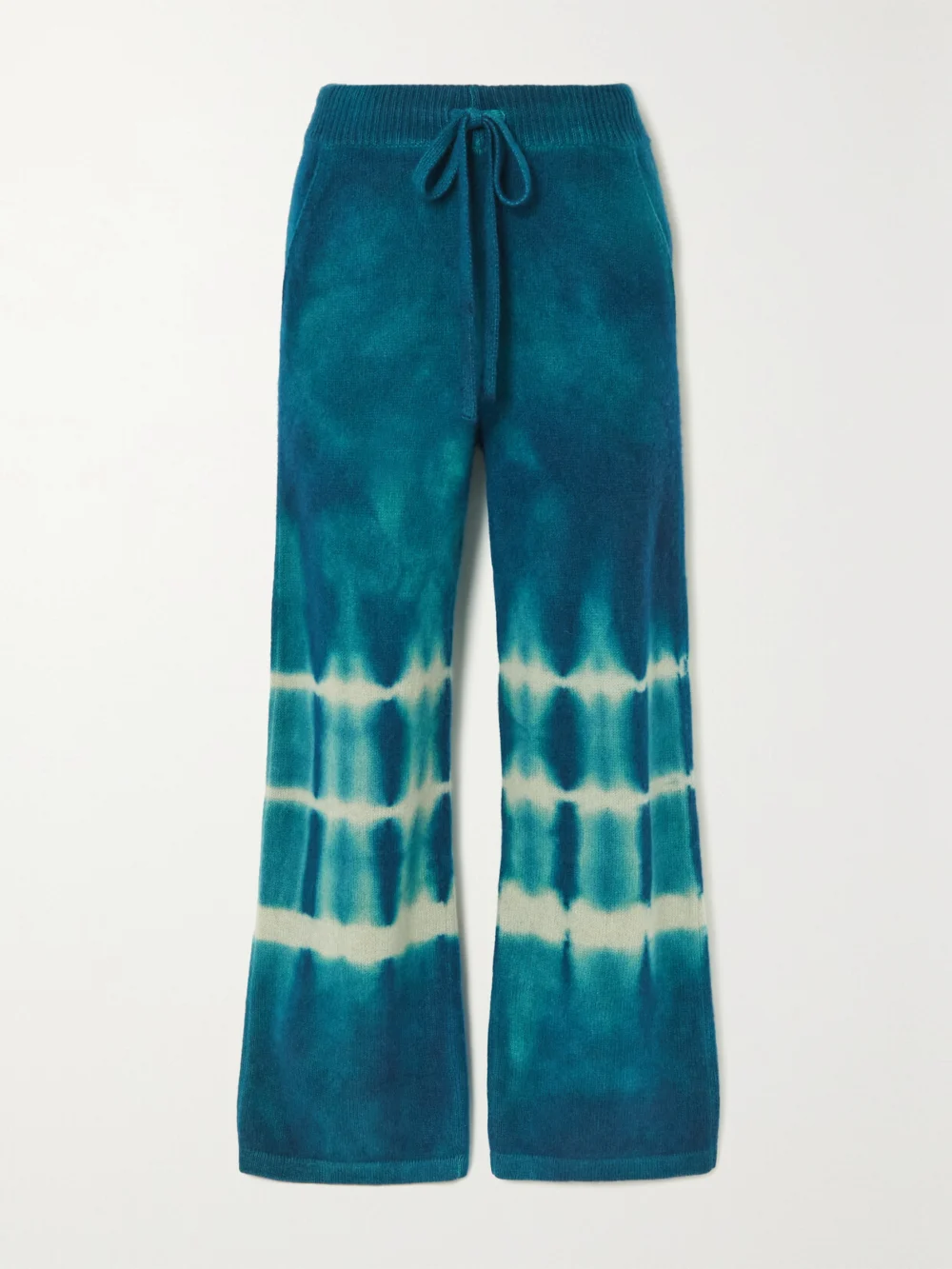 The Elder Statesman Vision Tie-dyed Cashmere Wide-leg Pants in blue