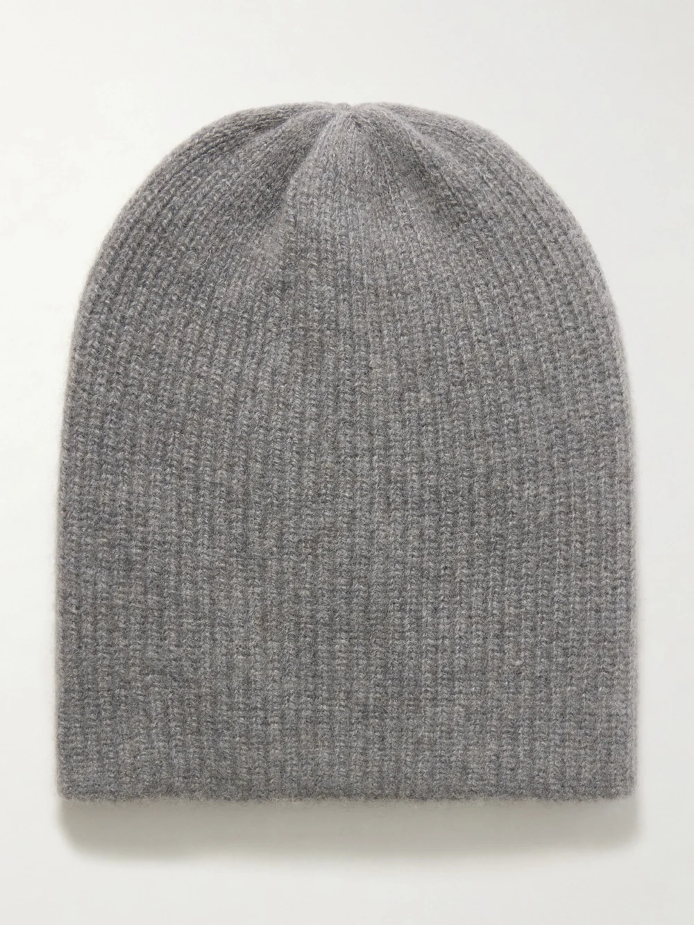 The Elder Statesman Watchman Ribbed Cashmere Beanie in light gray