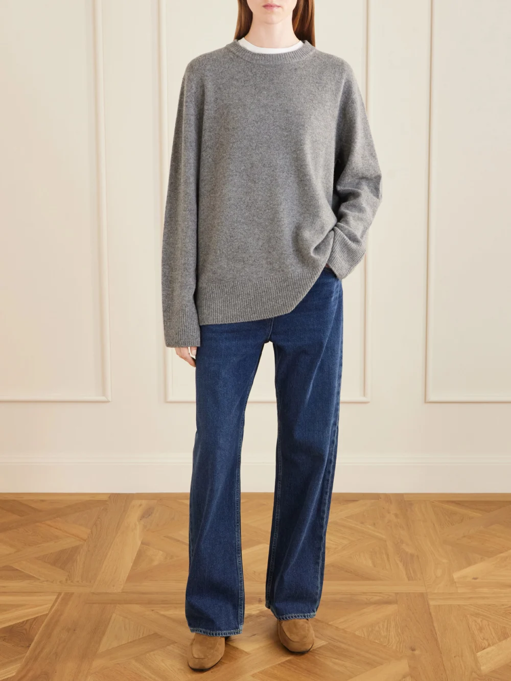 The Row Adam Suede Loafers, styled view