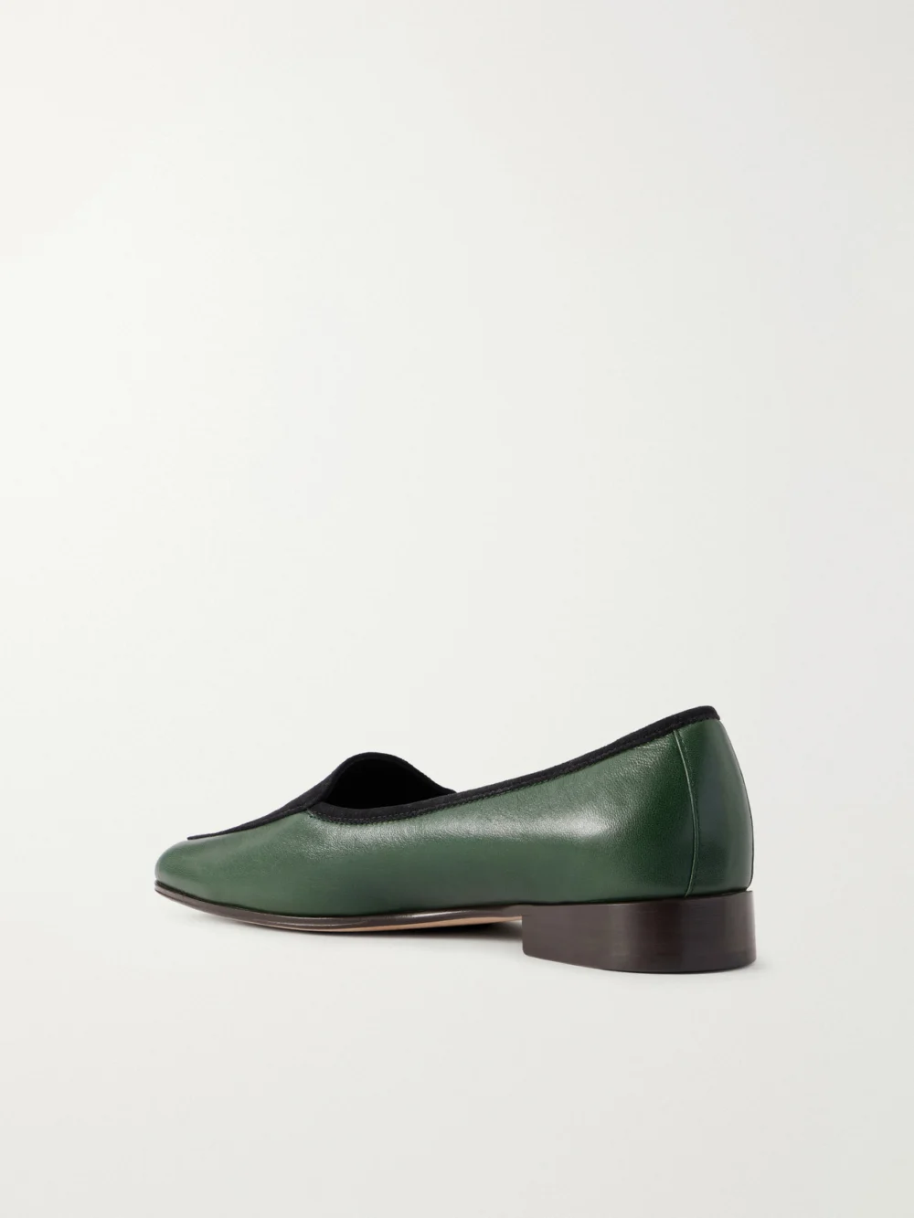 Back view of The Row Adam Suede-trimmed Glossed-leather Penny Loafers