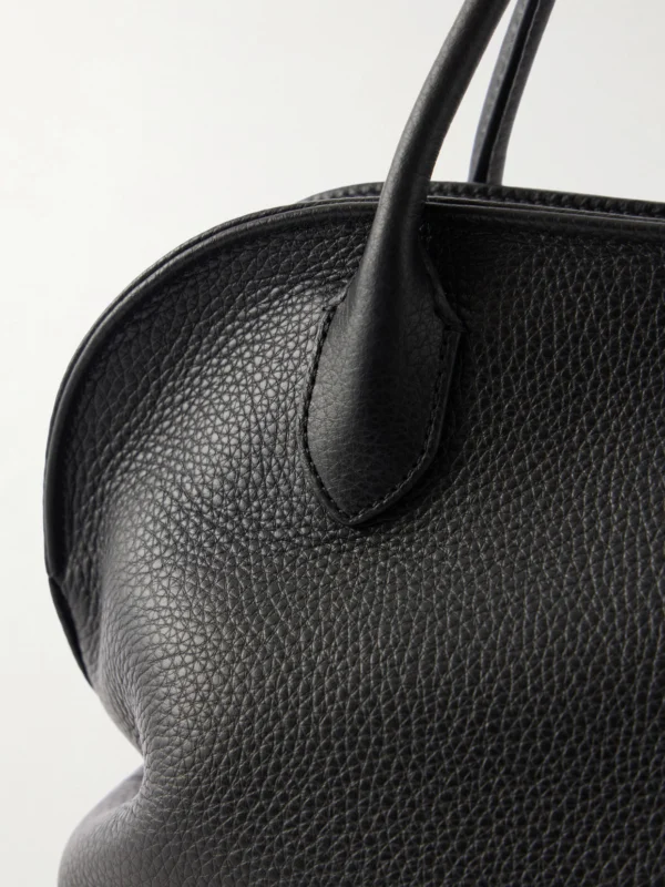 Close-up detail of The Row Agnes 12 Leather Shoulder Bag