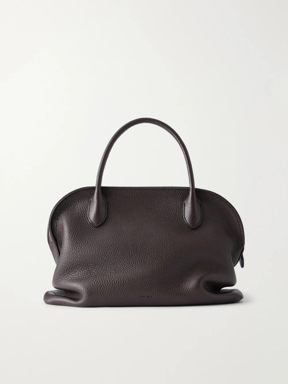 The Row Agnes 12 Leather Shoulder Bag in dark brown