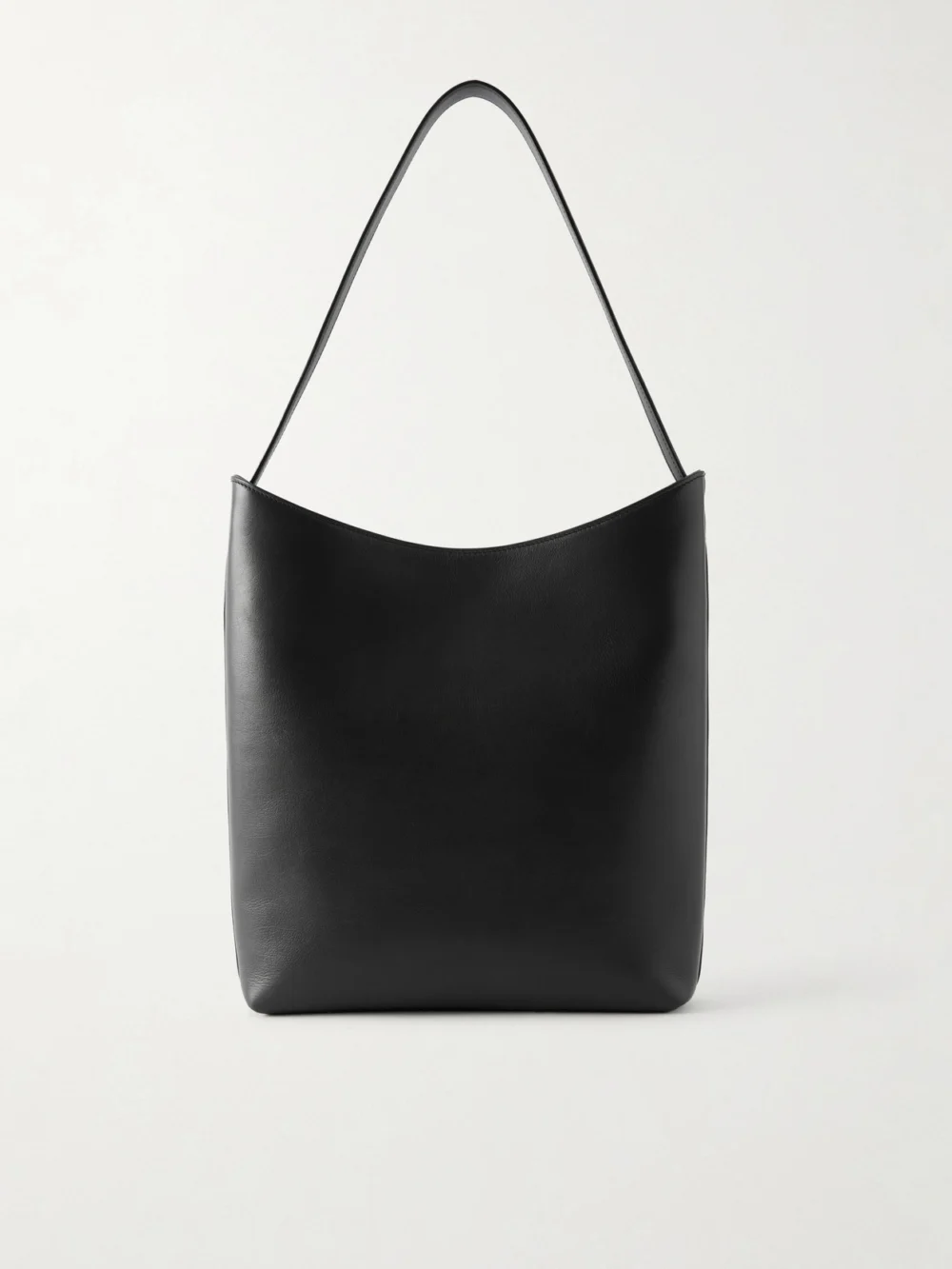 The Row Alma Leather Shoulder Bag in black