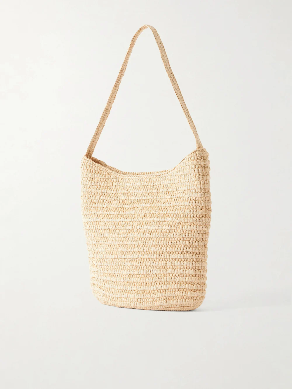 Back view of The Row Alma Leather-trimmed Raffia Shoulder Bag