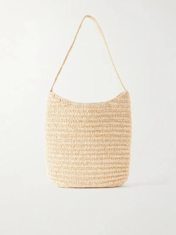 The Row Alma Leather-trimmed Raffia Shoulder Bag
