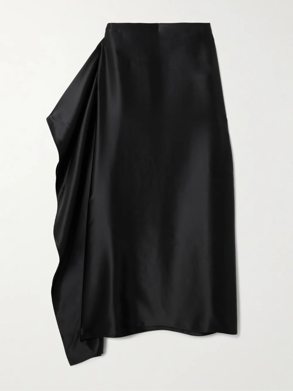 The Row Athalia Draped Duchesse Silk-satin Midi Skirt in black