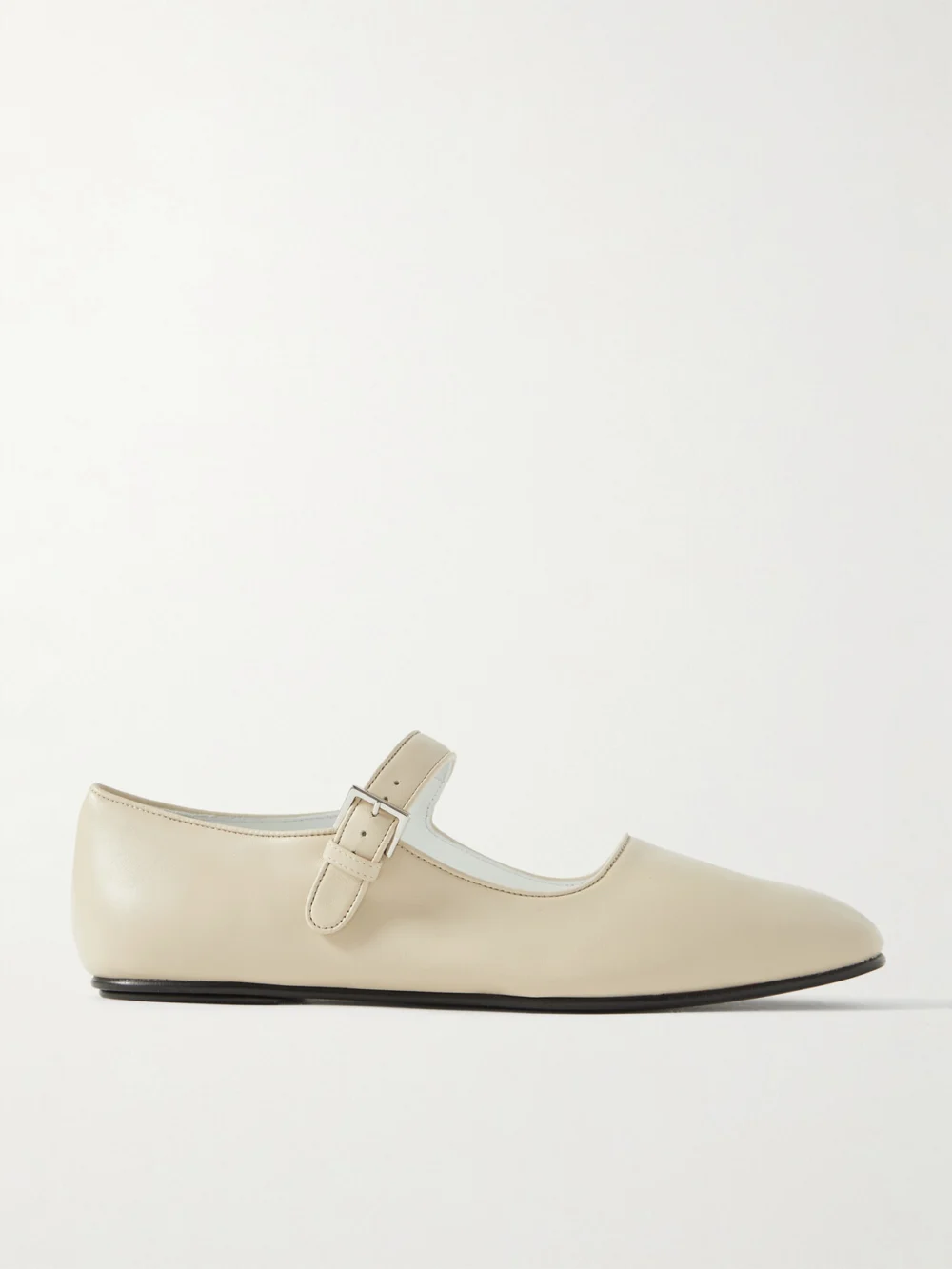 The Row Ava Leather Mary Jane Ballet Flats in cream
