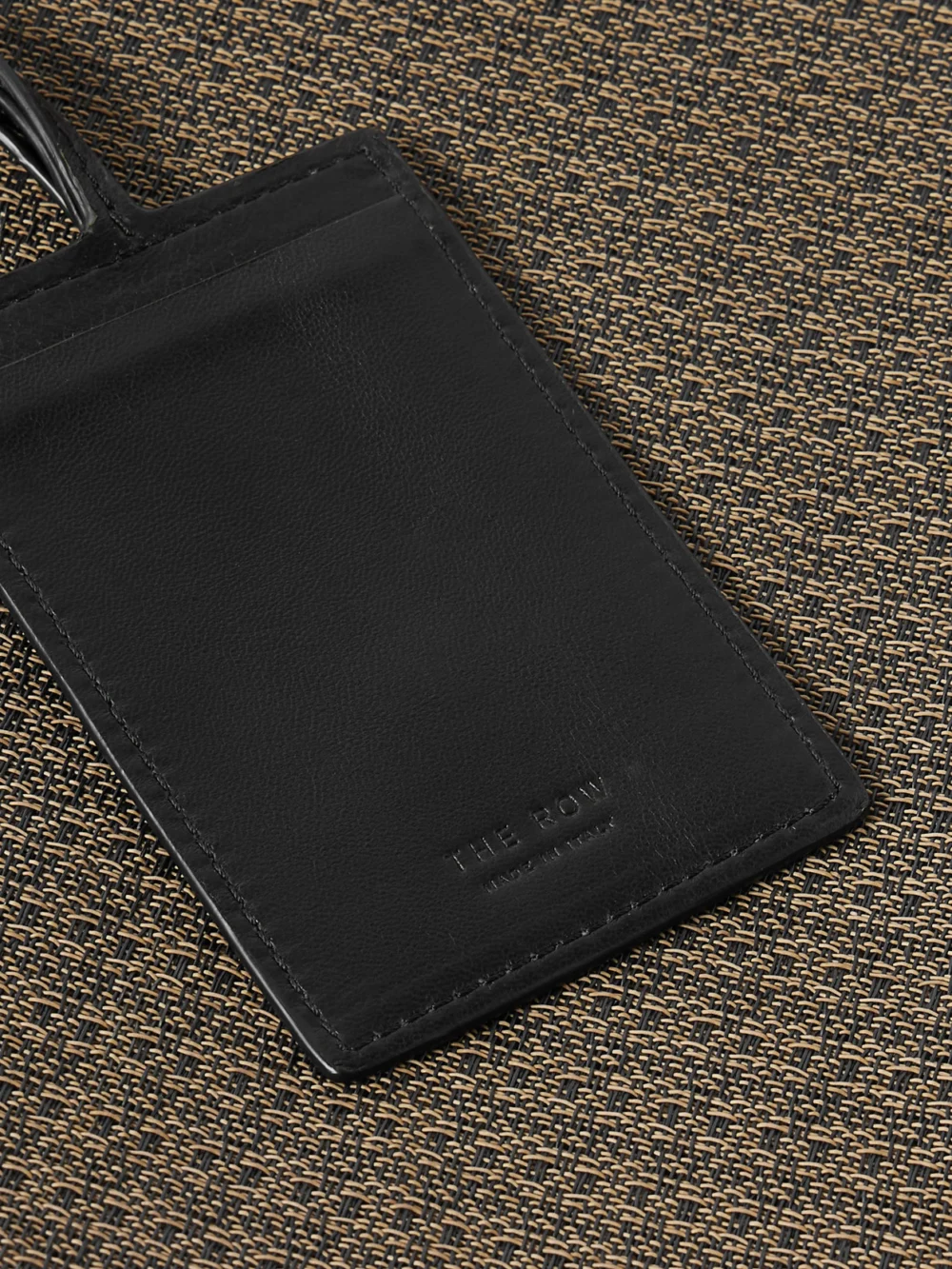 Close-up detail of The Row Barn Mini Leather-trimmed Mesh Tote