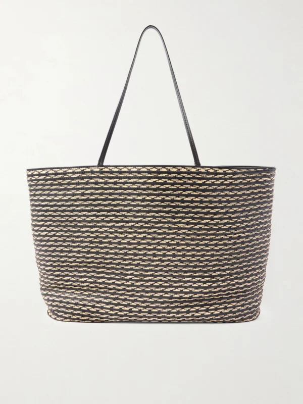 The Row Beau Large Leather and Raffia Tote