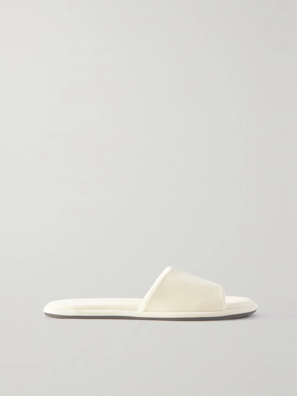 The Row Canal Slipper Velvet Slides in off-white