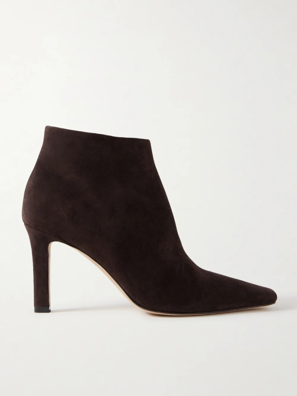 The Row Carla Suede Ankle Boots in chocolate