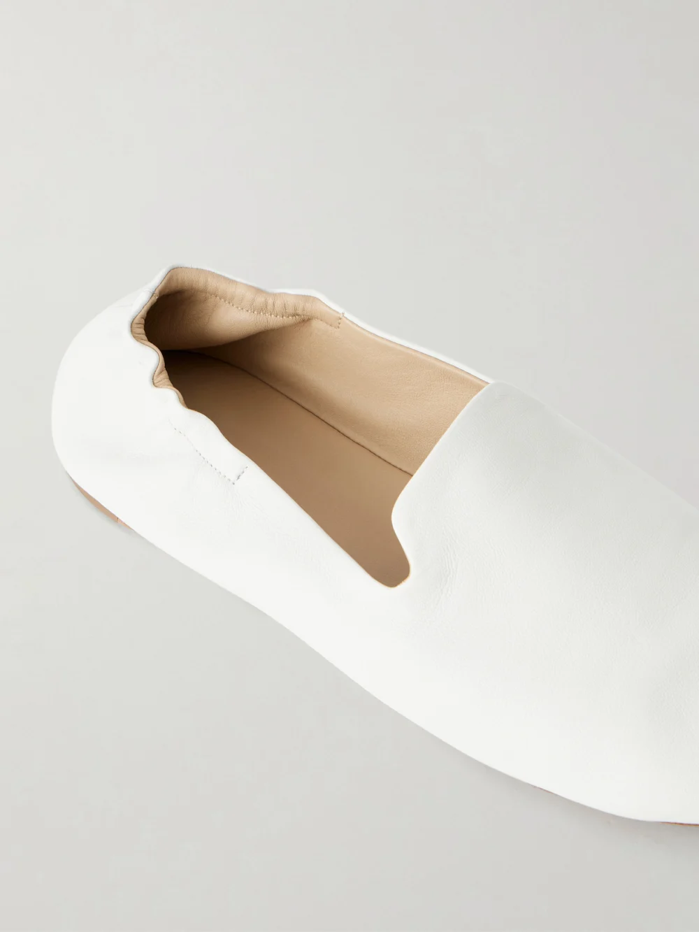 Close-up detail of The Row Casa Leather Loafers