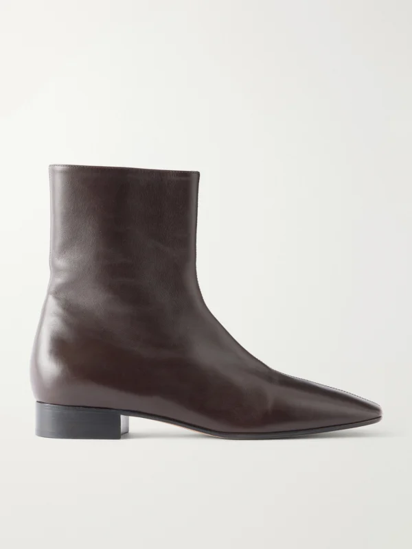 The Row Cindy Leather Ankle Boots