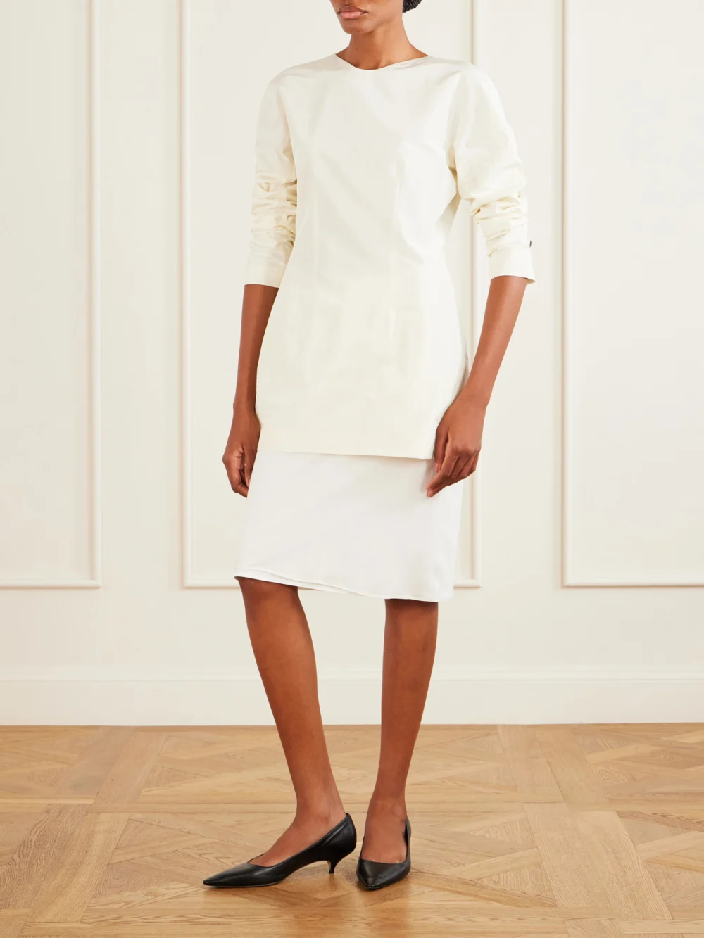 The Row Elione Cotton and Silk Blouse, worn by a model