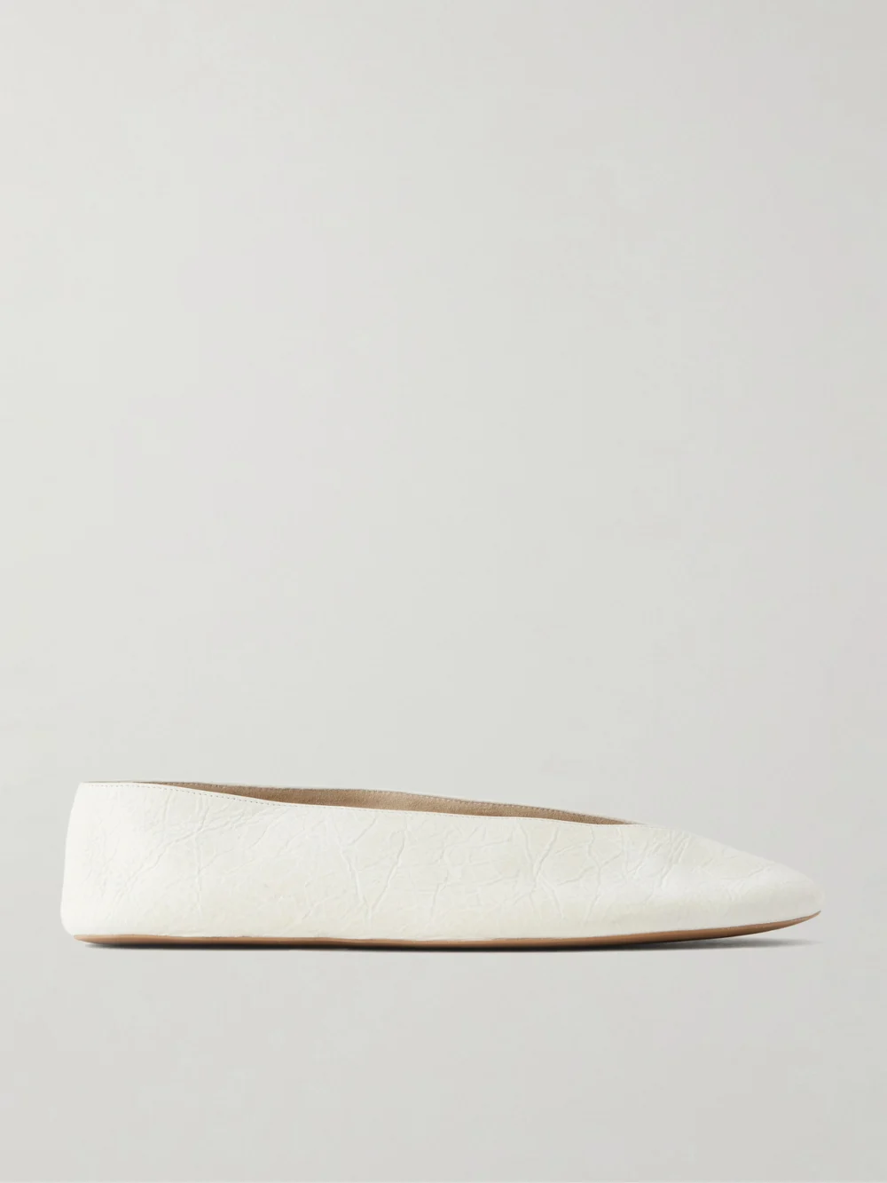 The Row Fay Leather Ballet Flats in ecru