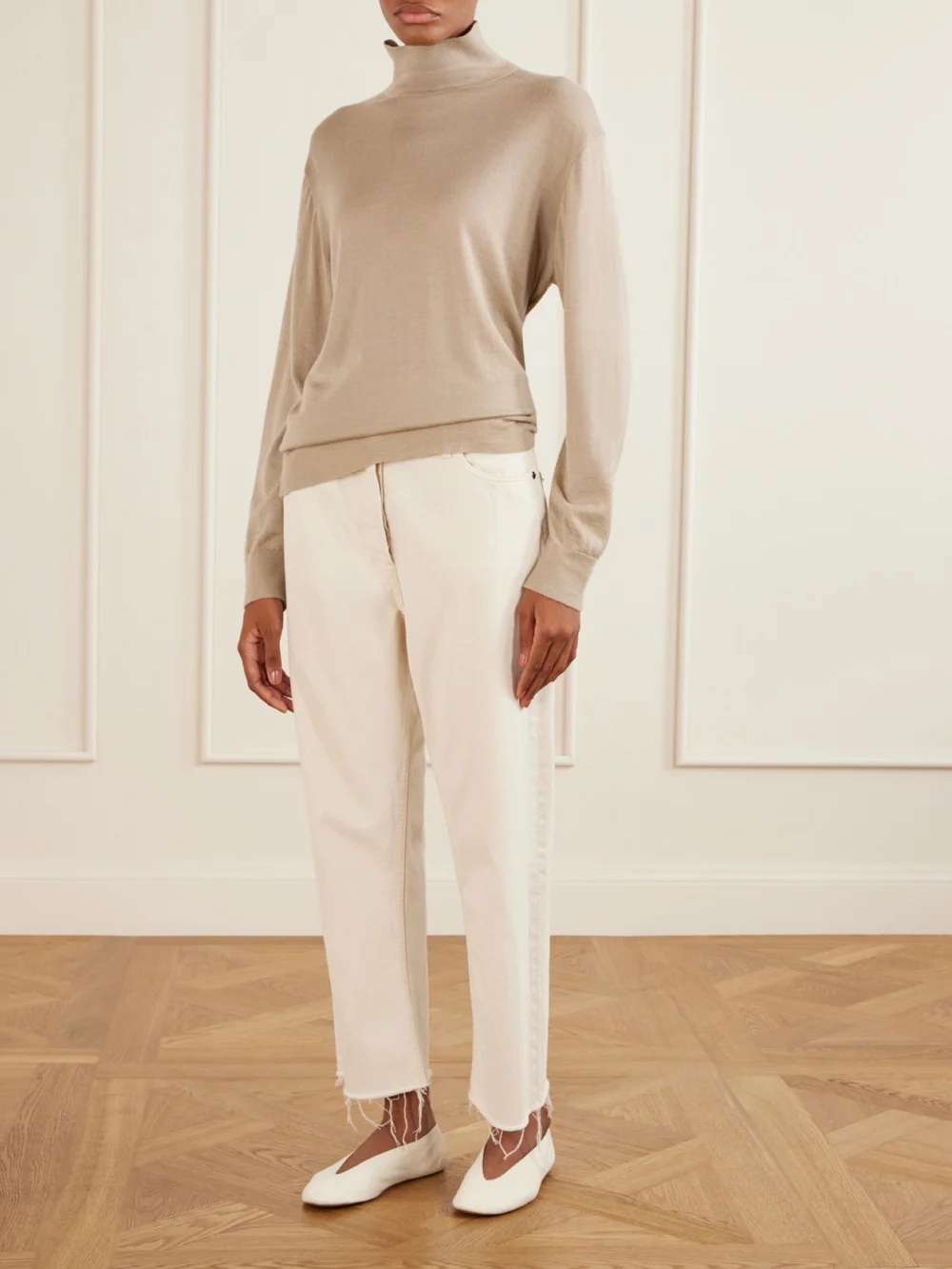The Row Fay Leather Ballet Flats, styled view