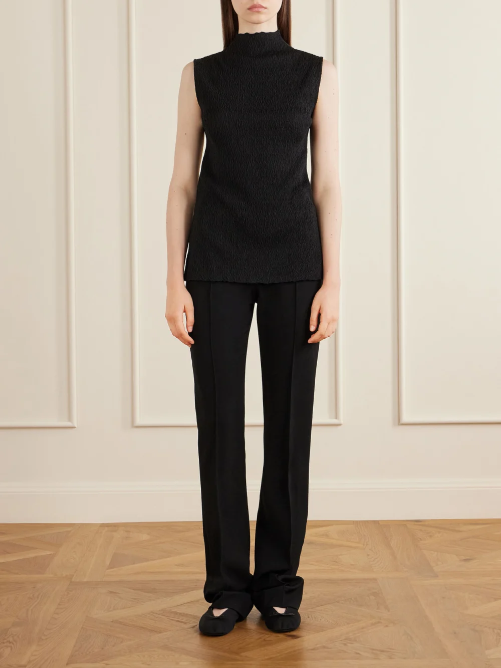 The Row Fay Wool Ballet Flats, styled view