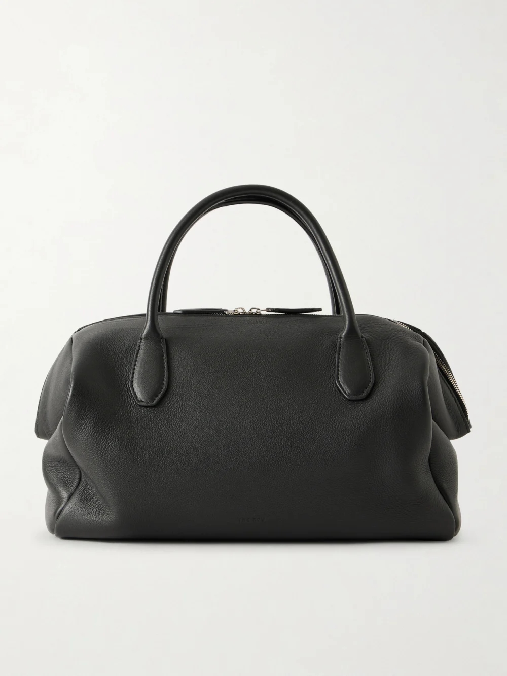 The Row Faye Textured-leather Tote in black