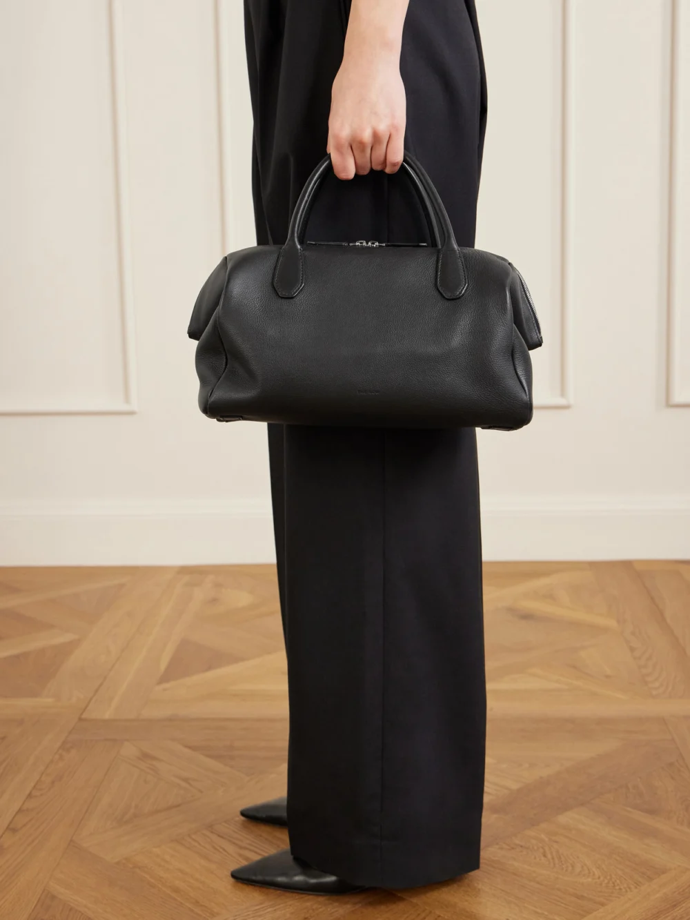 The Row Faye Textured-leather Tote, styled view