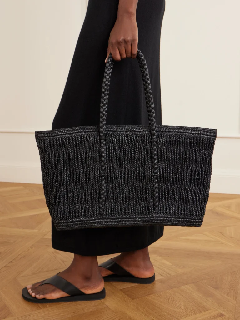 The Row Georgica Leather-trimmed Raffia Tote Bag