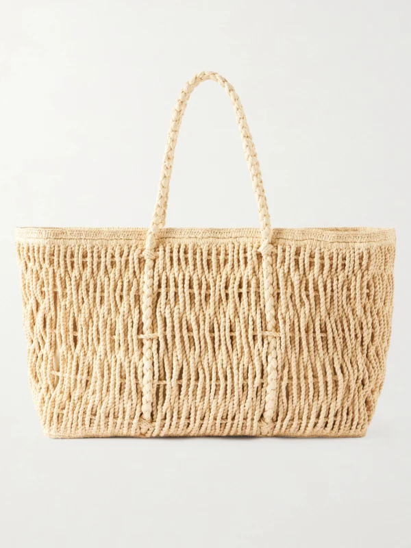 The Row Georgica Leather-trimmed Raffia Tote