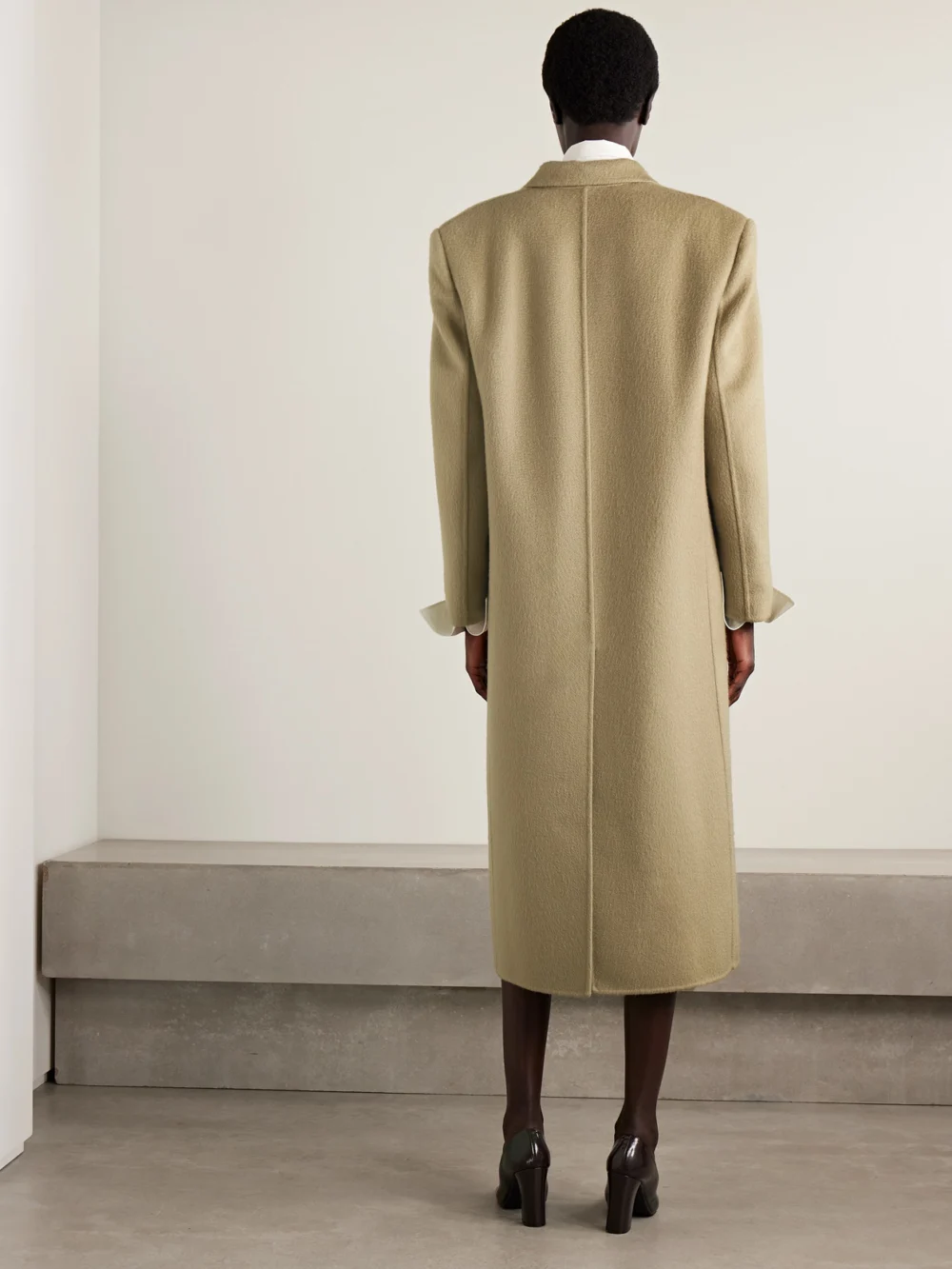 Back view of The Row Hariet Oversized Double-breasted Brushed-cashmere Coat