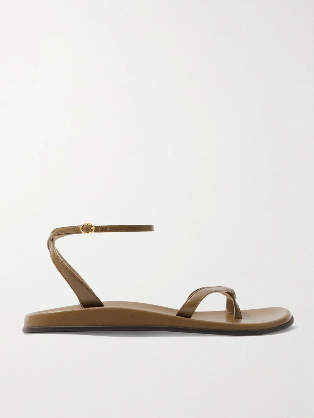 The Row Hugh Leather Sandals in taupe