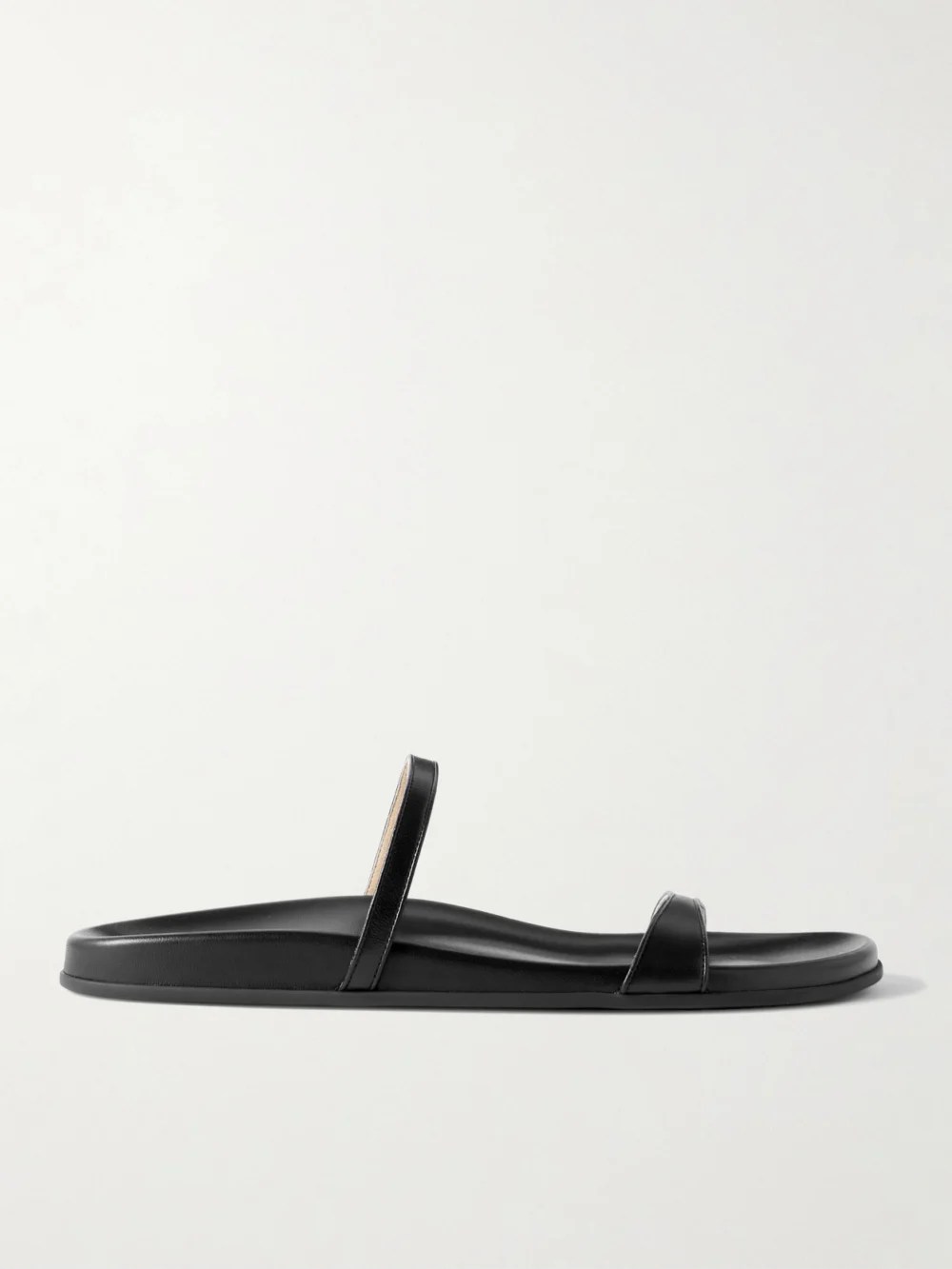 The Row Hugh Leather Slides in black