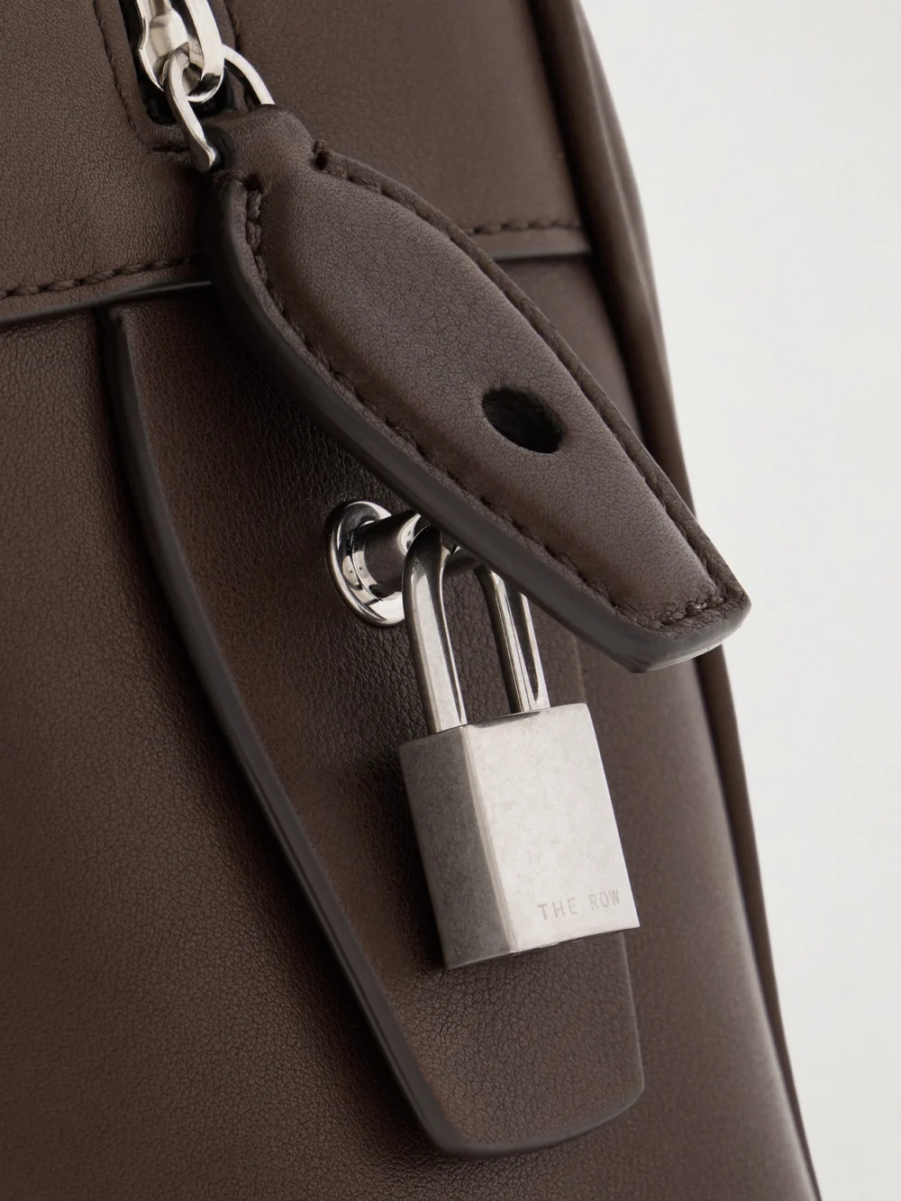 Close-up detail of The Row India Leather Top-handle Bag