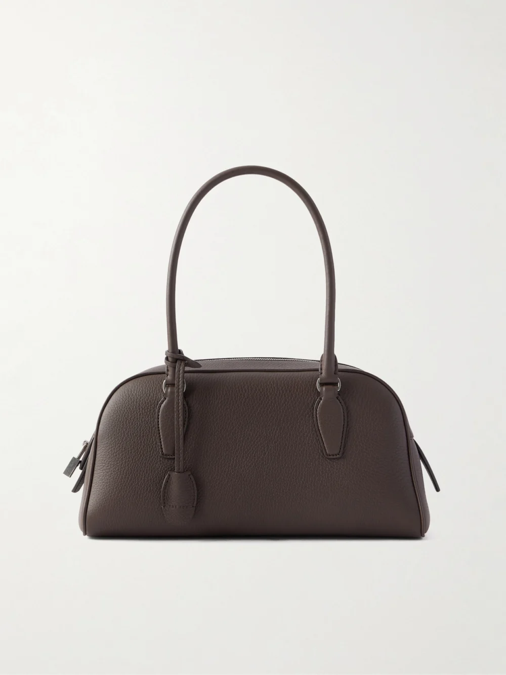 The Row India Small Full-grain Leather Tote in dark brown