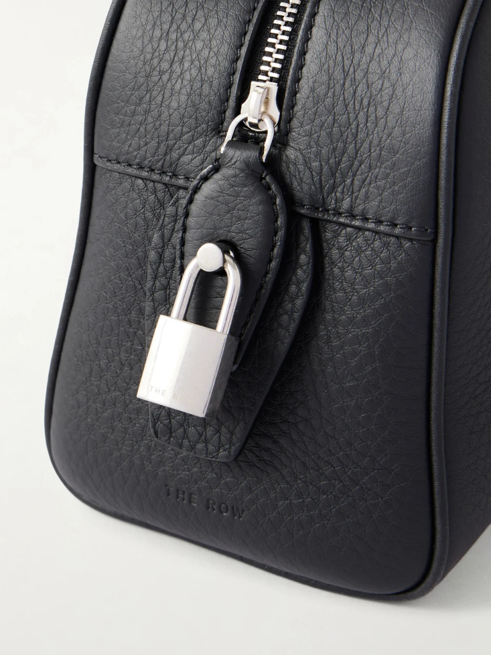 Close-up detail of The Row India Small Textured-leather Tote