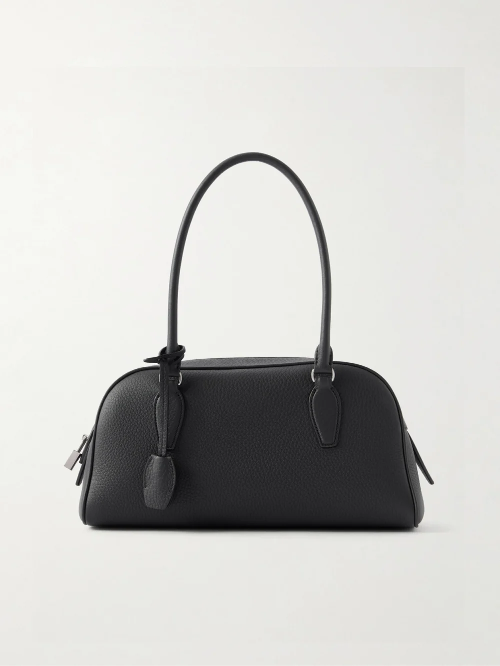 The Row India Small Textured-leather Tote in black