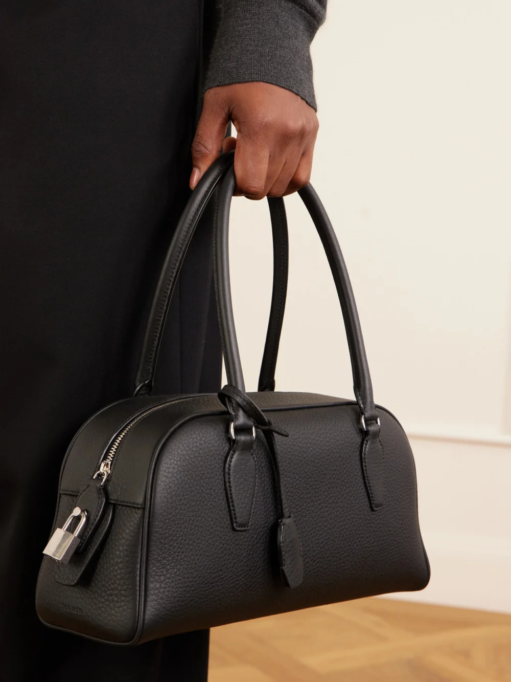 The Row India Small Textured-leather Tote, styled view